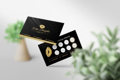 Clean minimal business card mockup floating on the floor with green leaves background